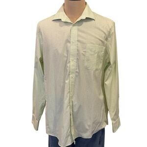 LAUREN RALPH LAUREN Lime Checked Button Down Shirt Men's L 16 1/2 34/35